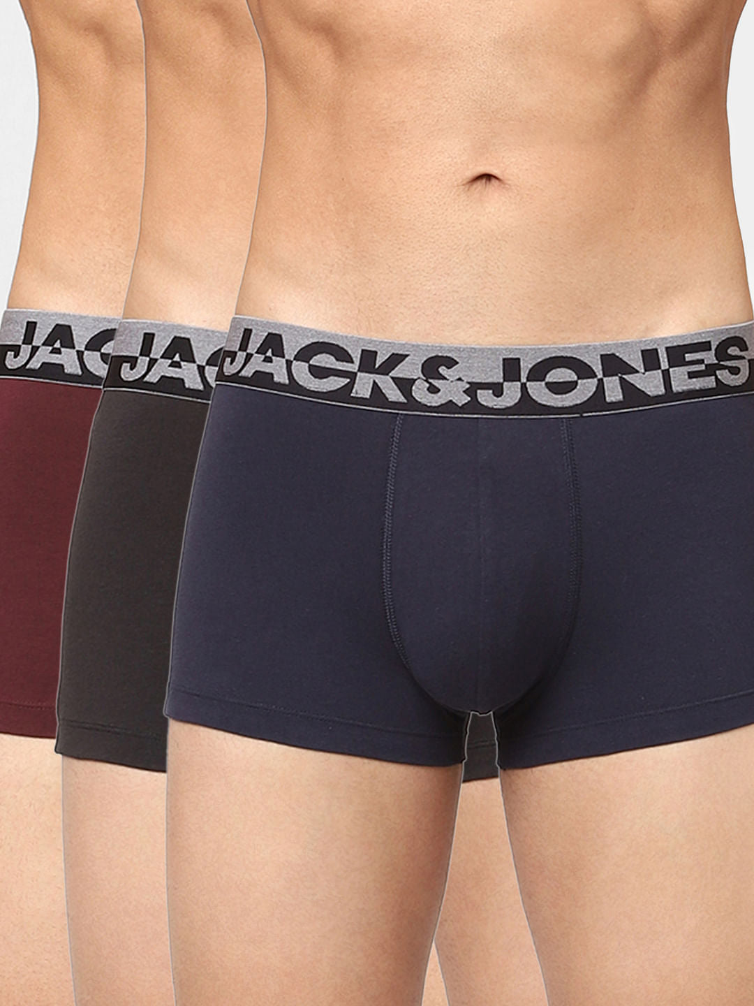Pack Of 3 Black, Blue & Red Trunks - S