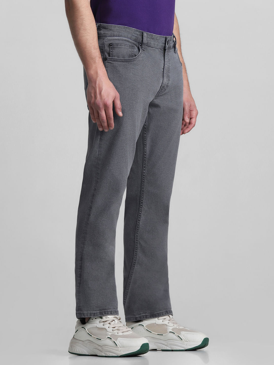 Light Grey Mid Rise Clark Regular Fit Jeans