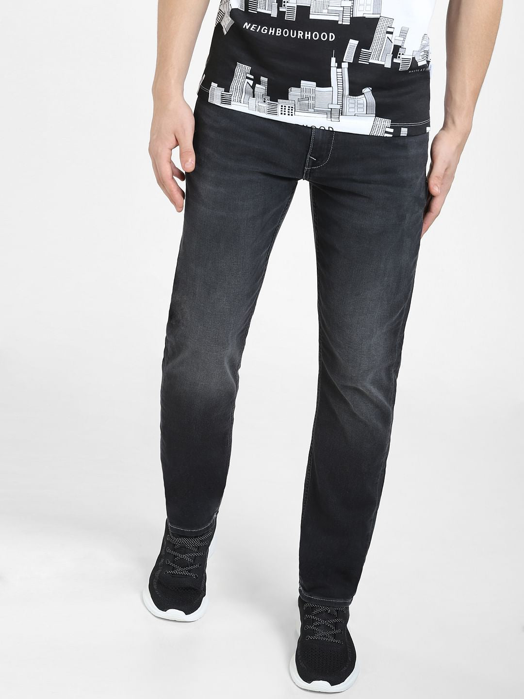 Dark Grey Low Rise Glenn Slim Fit Jeans
