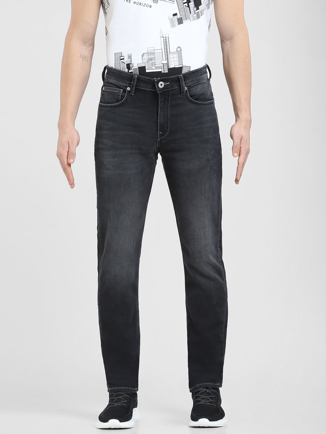 Dark Grey Low Rise Glenn Slim Fit Jeans