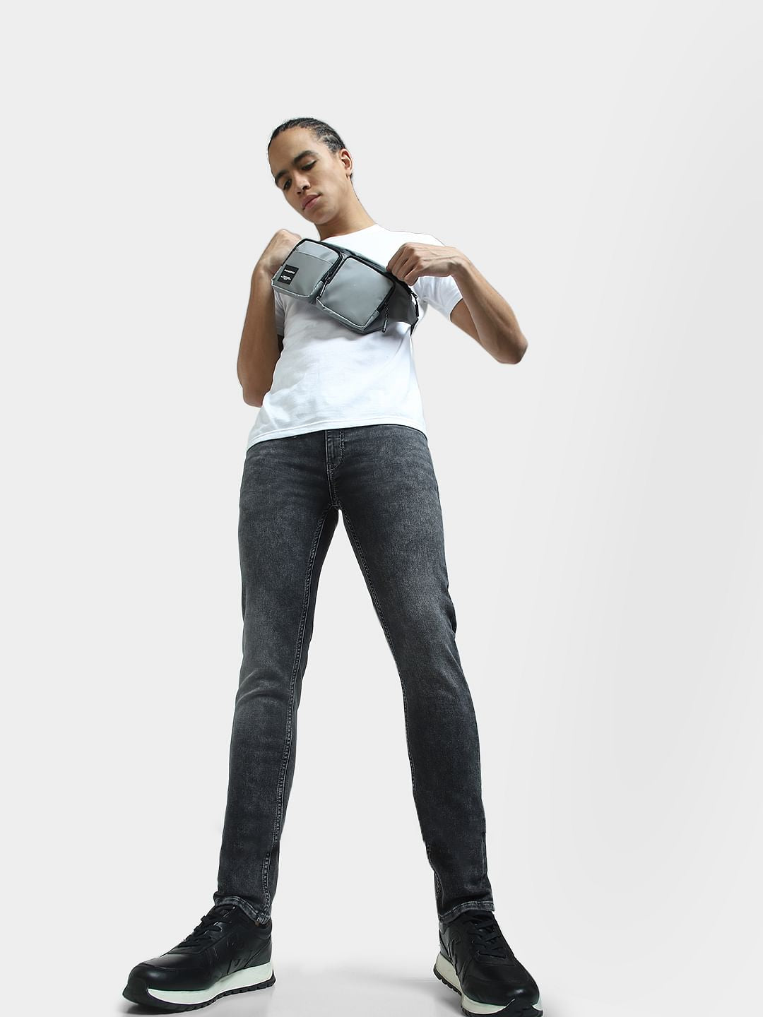 Grey Low Rise Ben Skinny Fit Jeans