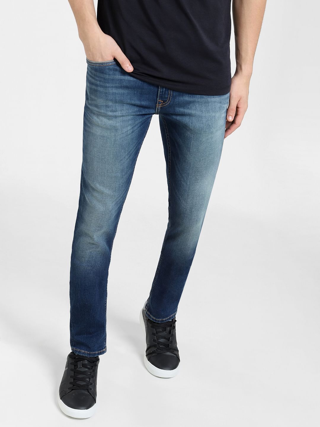 Blue Low Rise Washed Ben Skinny Jeans