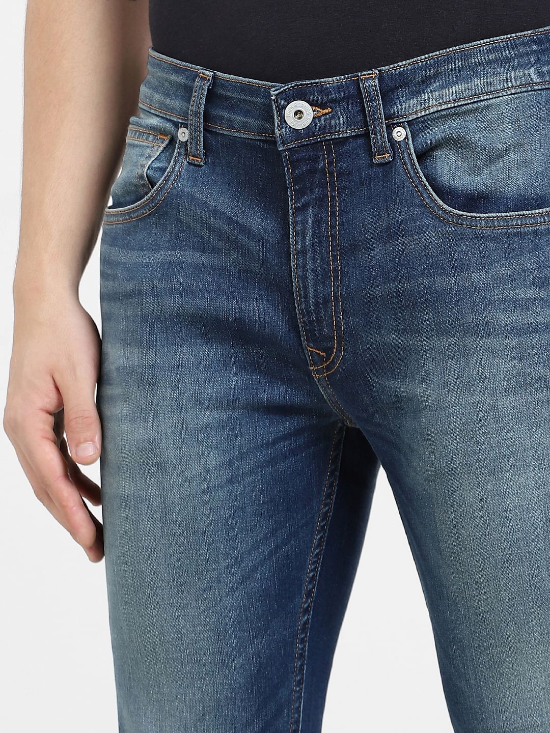 Blue Low Rise Washed Ben Skinny Jeans