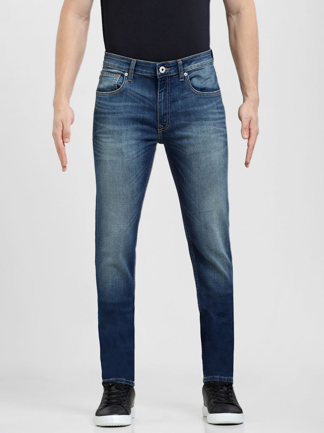 Blue Low Rise Washed Ben Skinny Jeans