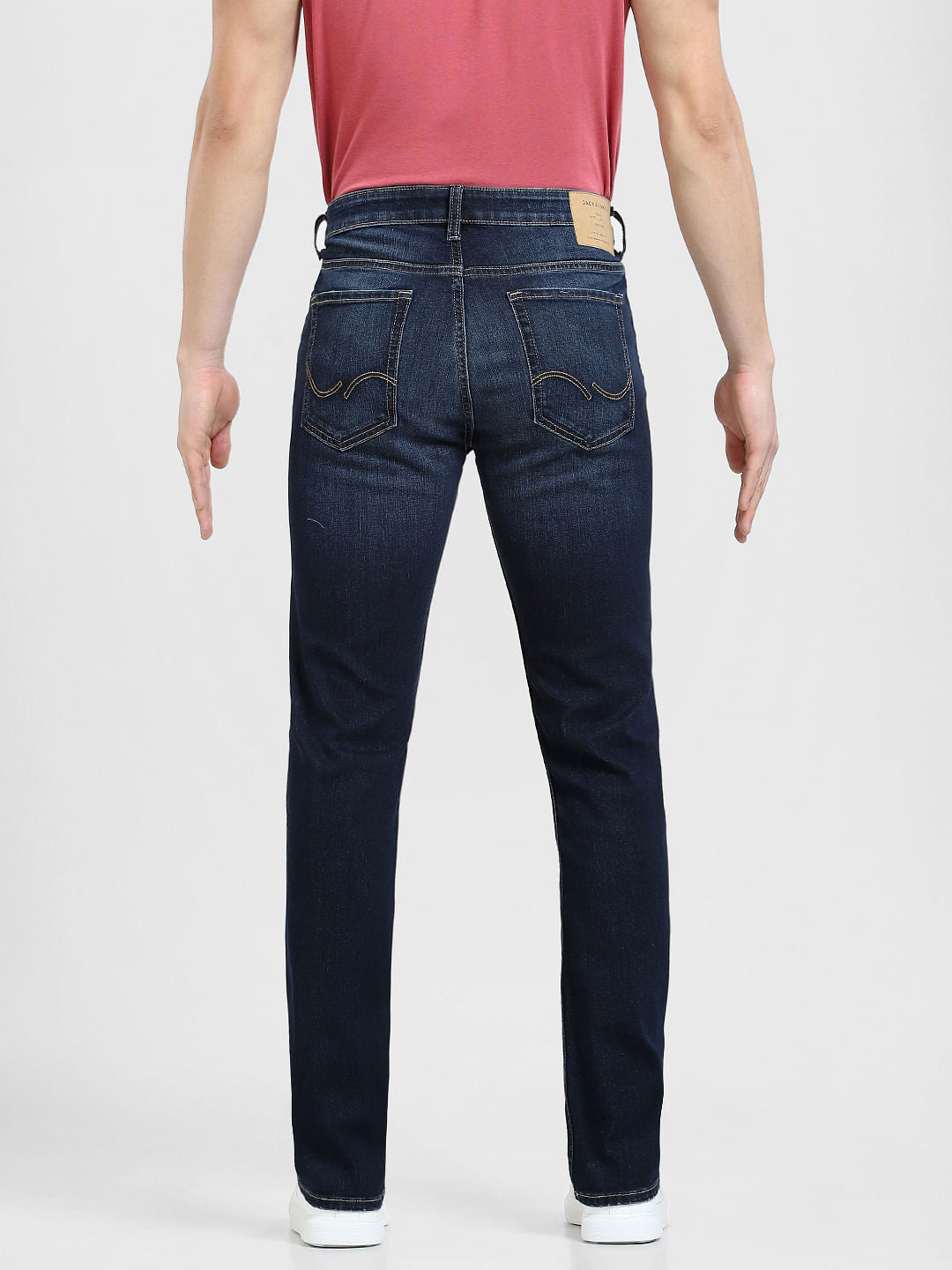 Dark Blue Mid Rise Washed Clark Regular Jeans