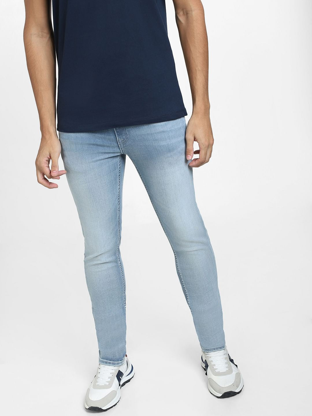 Blue Low Rise Washed Ben Skinny Jeans