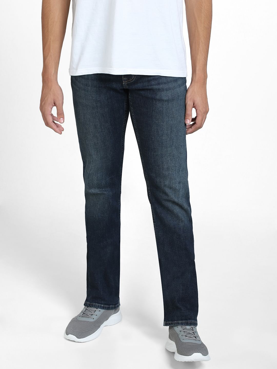 Dark Blue Mid Rise Clark Regular Jeans