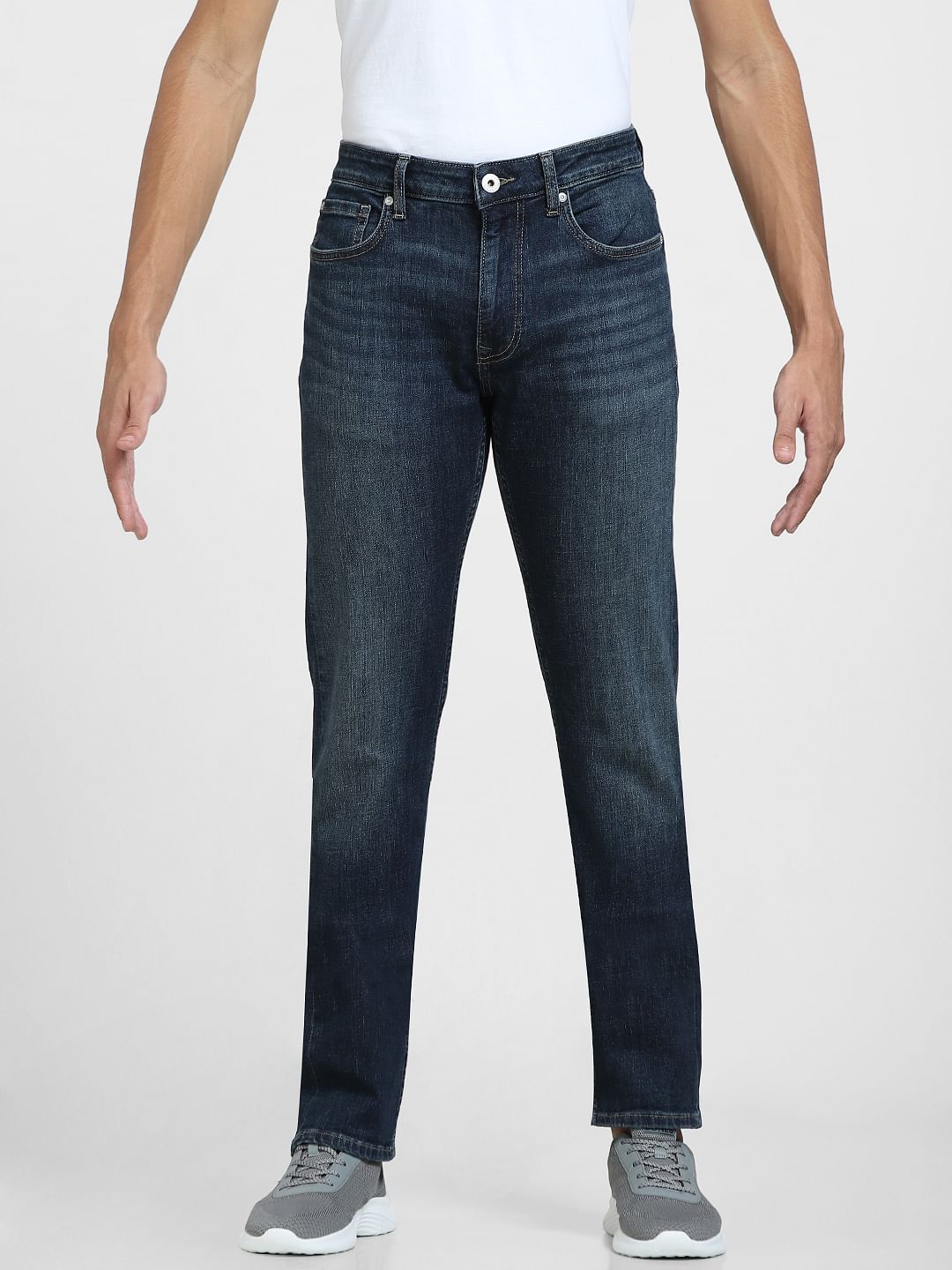 Dark Blue Mid Rise Clark Regular Jeans