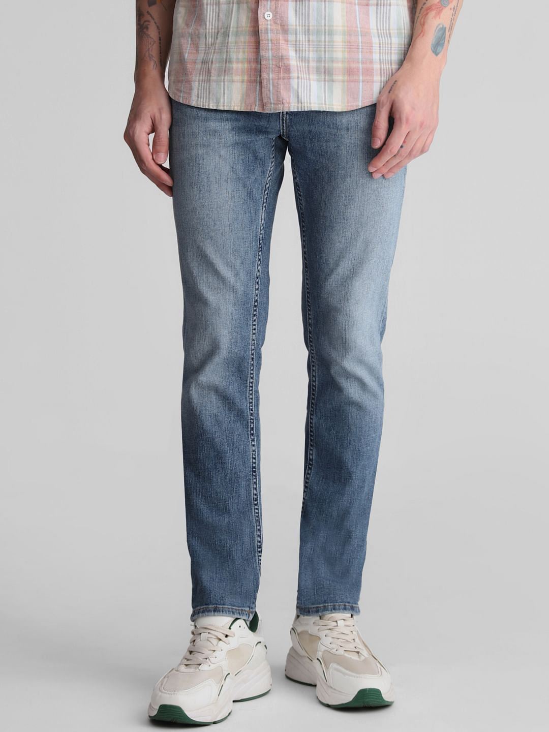 Blue Low Rise Washed Ben Skinny Jeans - 28/30