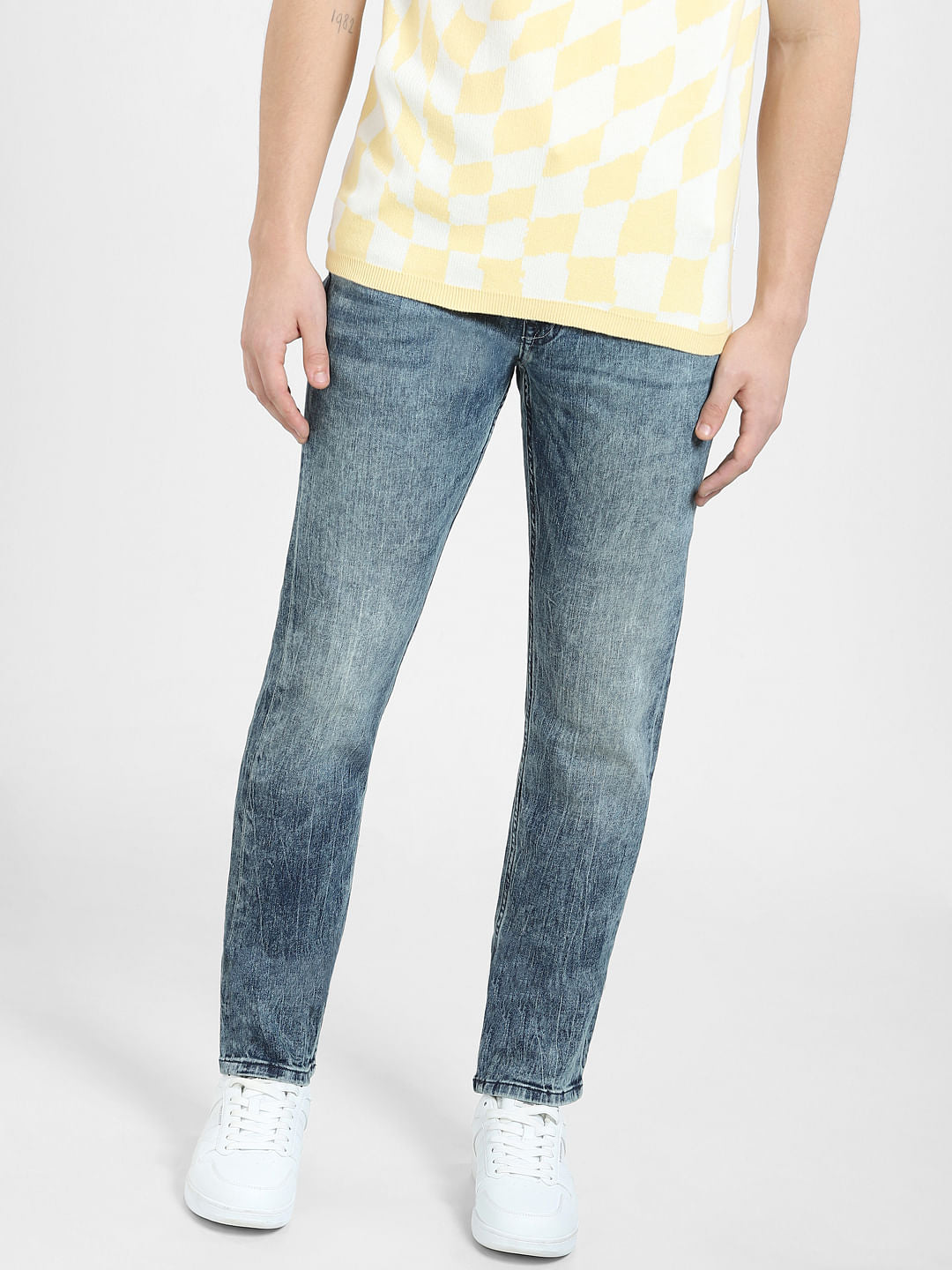 Blue Low Rise Washed Glenn Slim Jeans