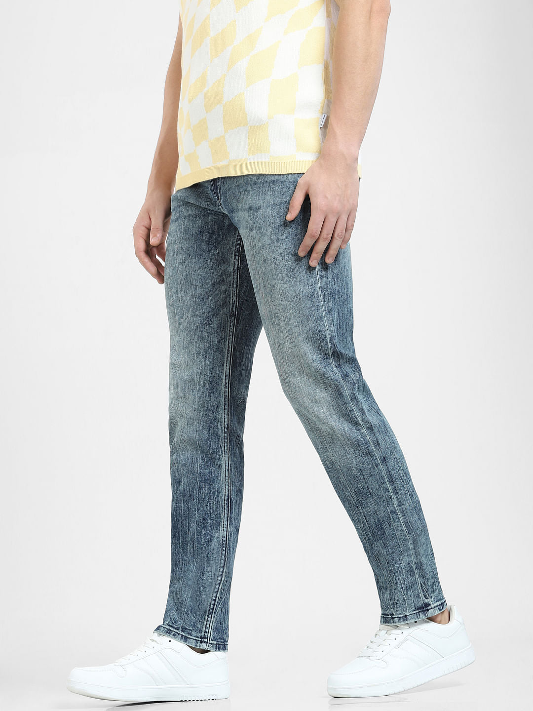 Blue Low Rise Washed Glenn Slim Jeans