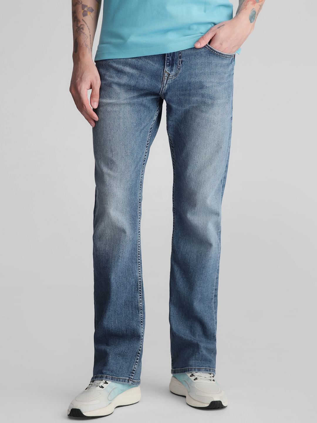 Blue High Rise Washed Bootcut Jeans - 28/30