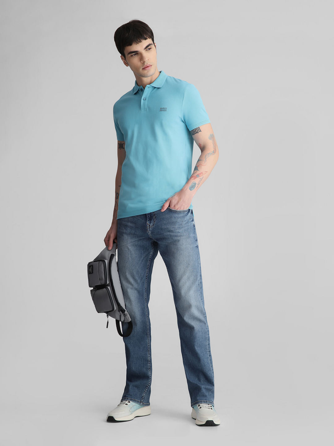 Blue High Rise Washed Bootcut Jeans