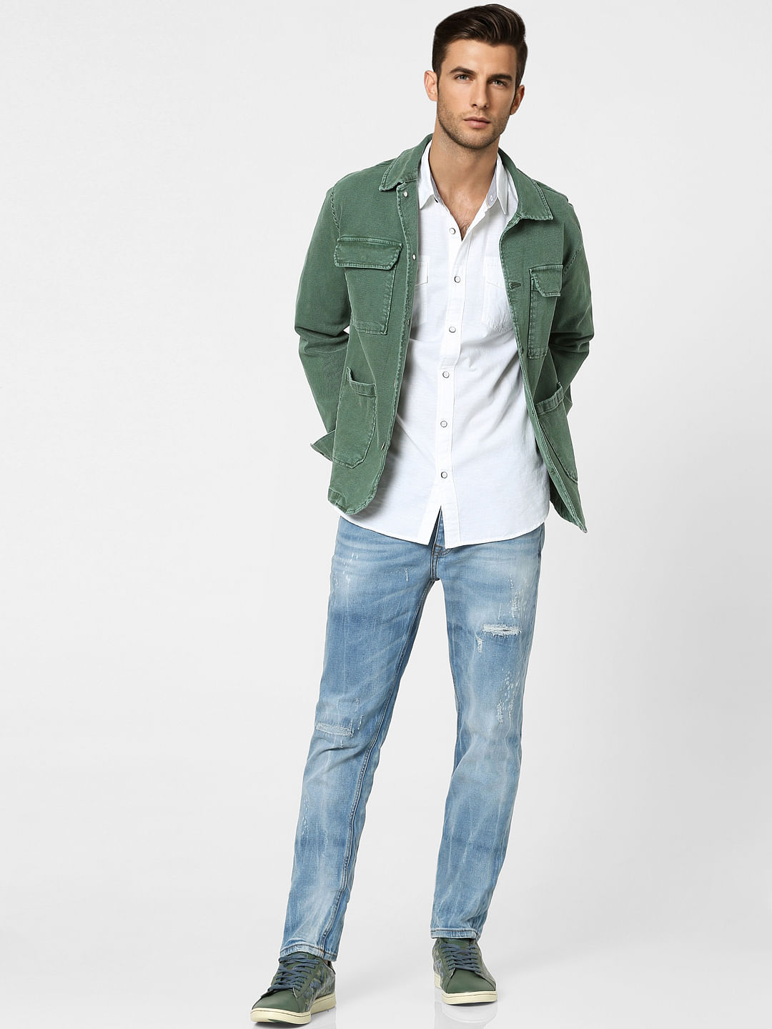 White Linen Full Sleeves Shirt - S