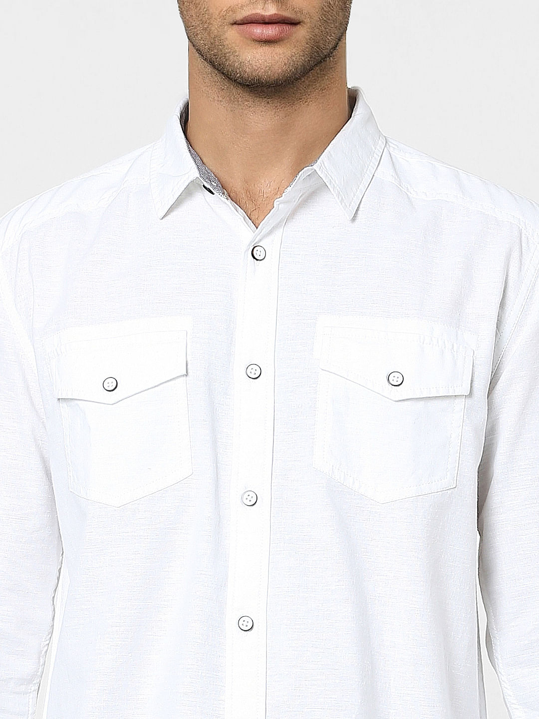 White Linen Full Sleeves Shirt