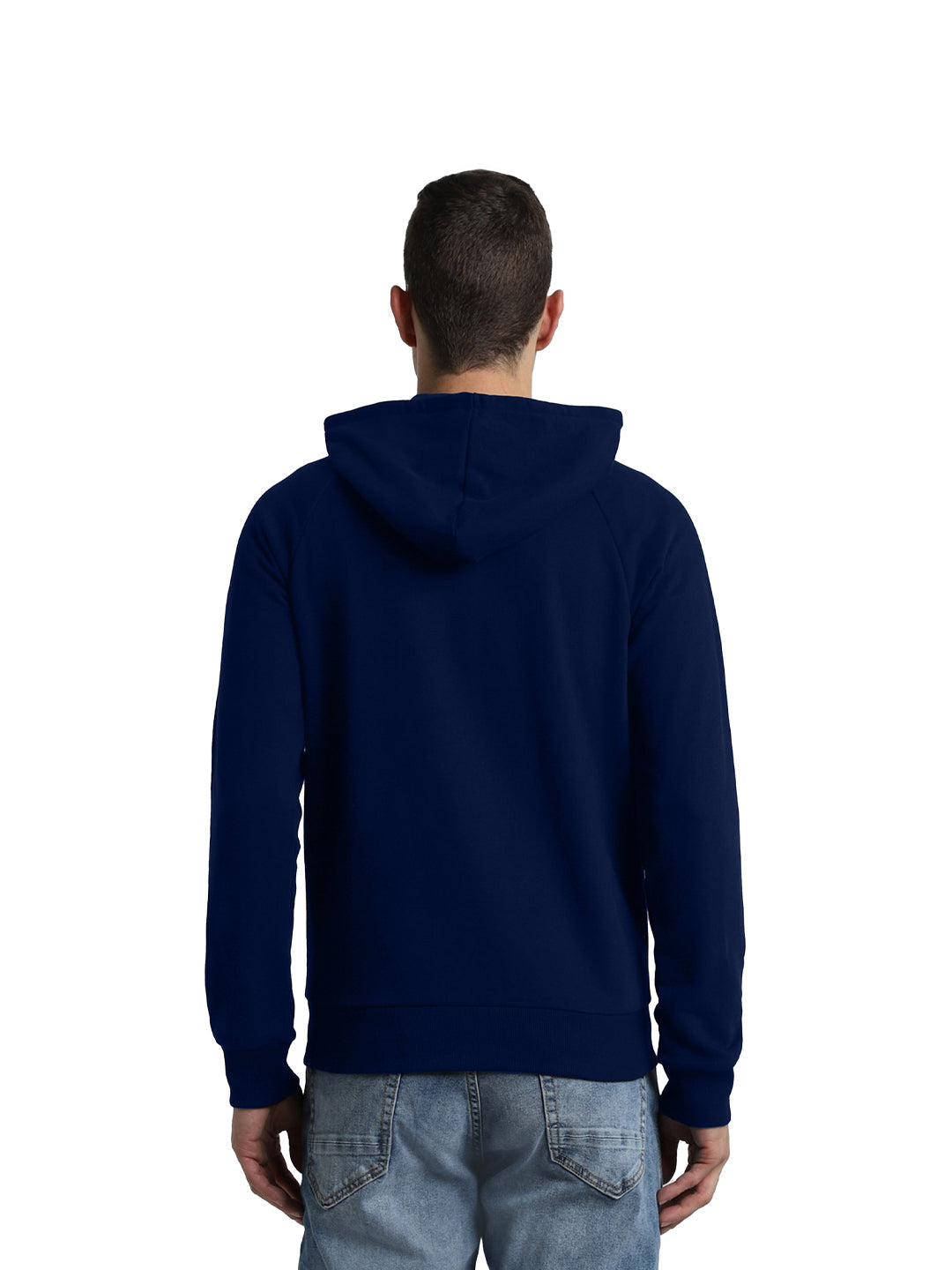 Navy Blue Regular Fit Hooded Jacket