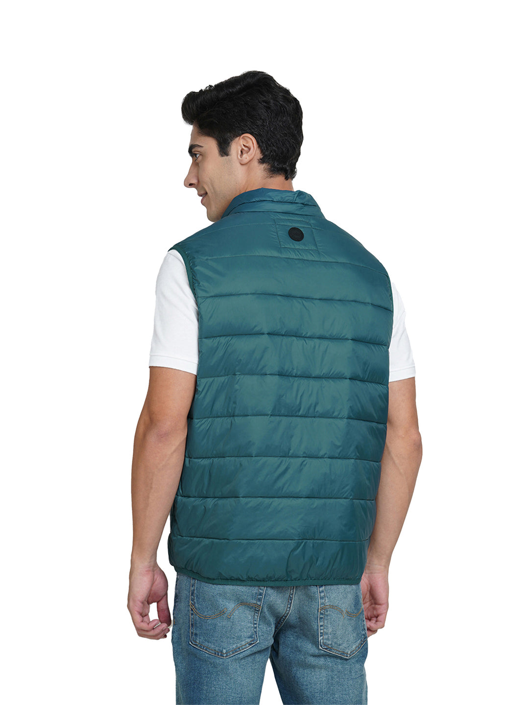 Green High-Neck Sleeveless Puffer Vest