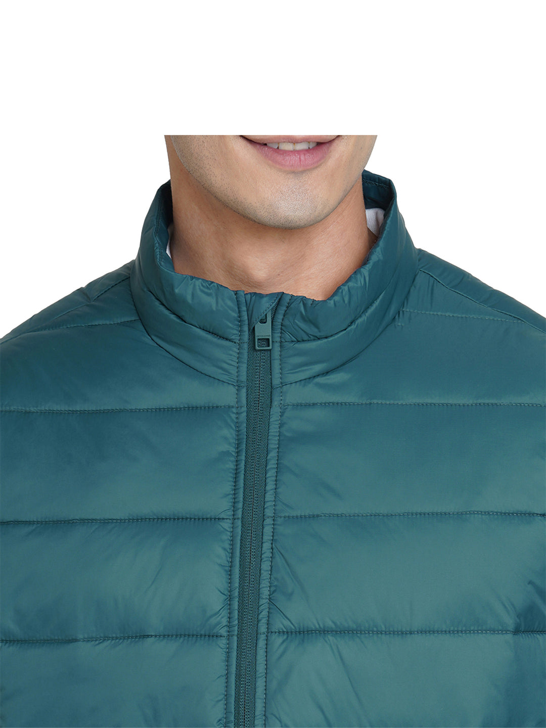 Green High-Neck Sleeveless Puffer Vest