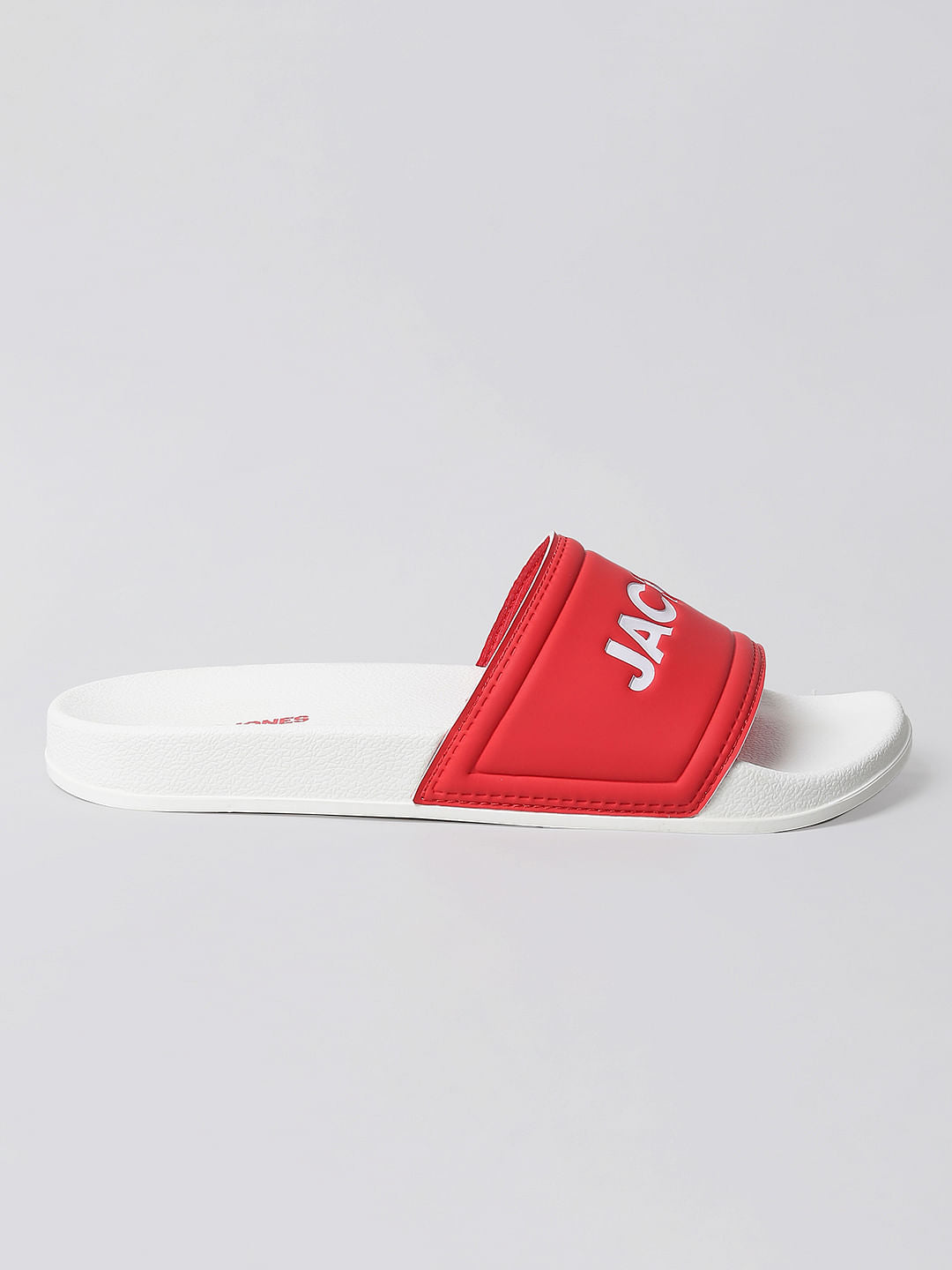 White & Red Logo Print Sliders - 6