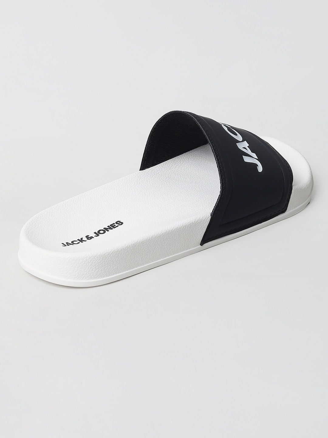 White & Black Logo Print Sliders