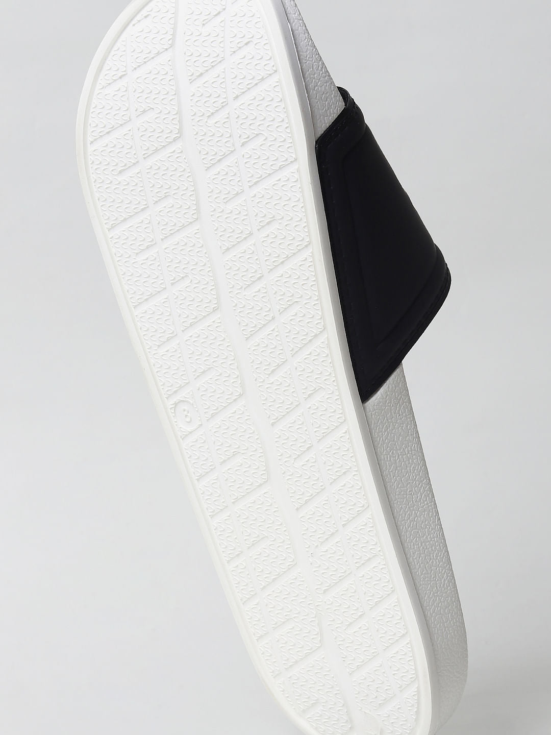 White & Black Logo Print Sliders