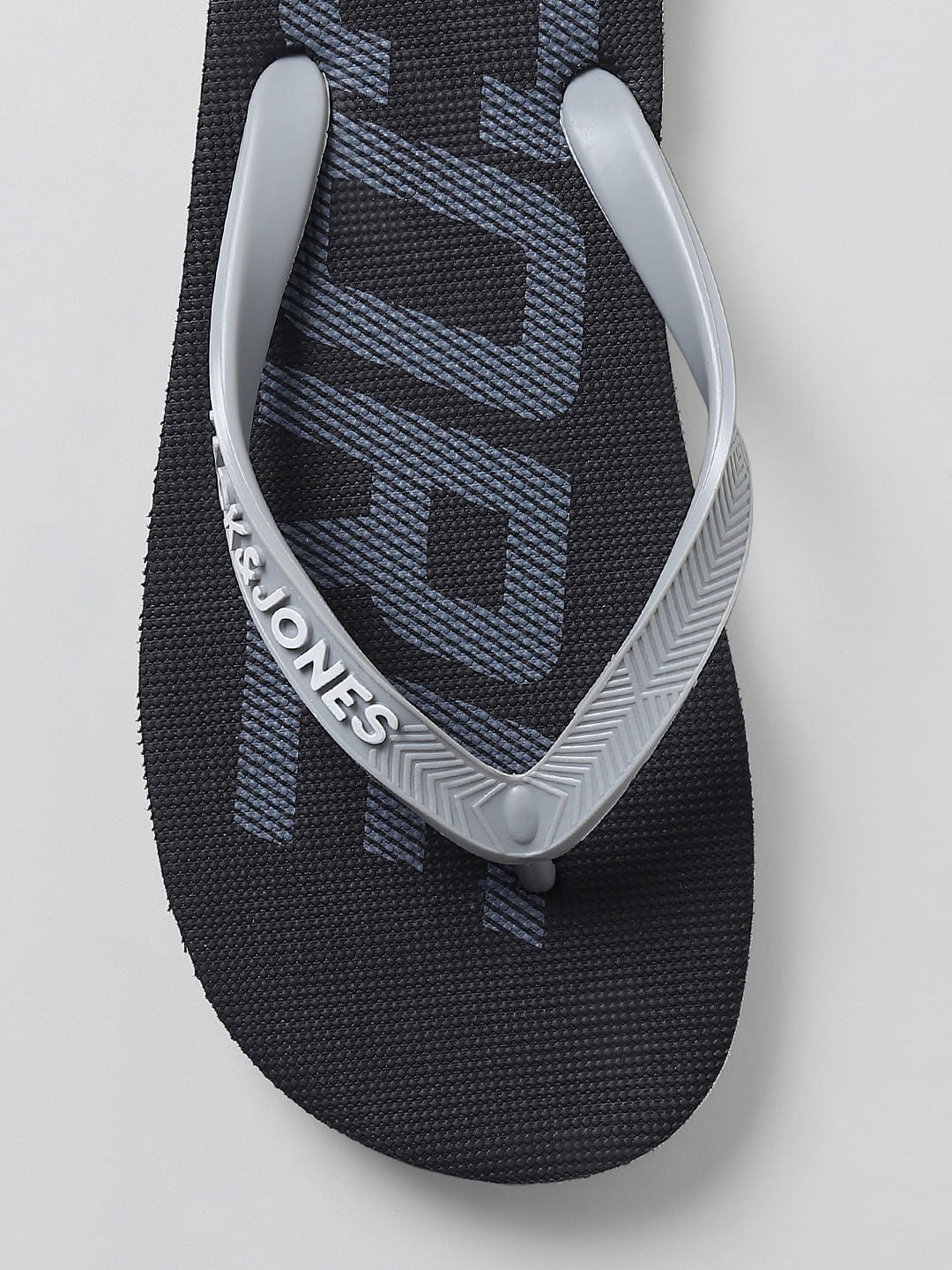 Black Logo Print Flip Flops