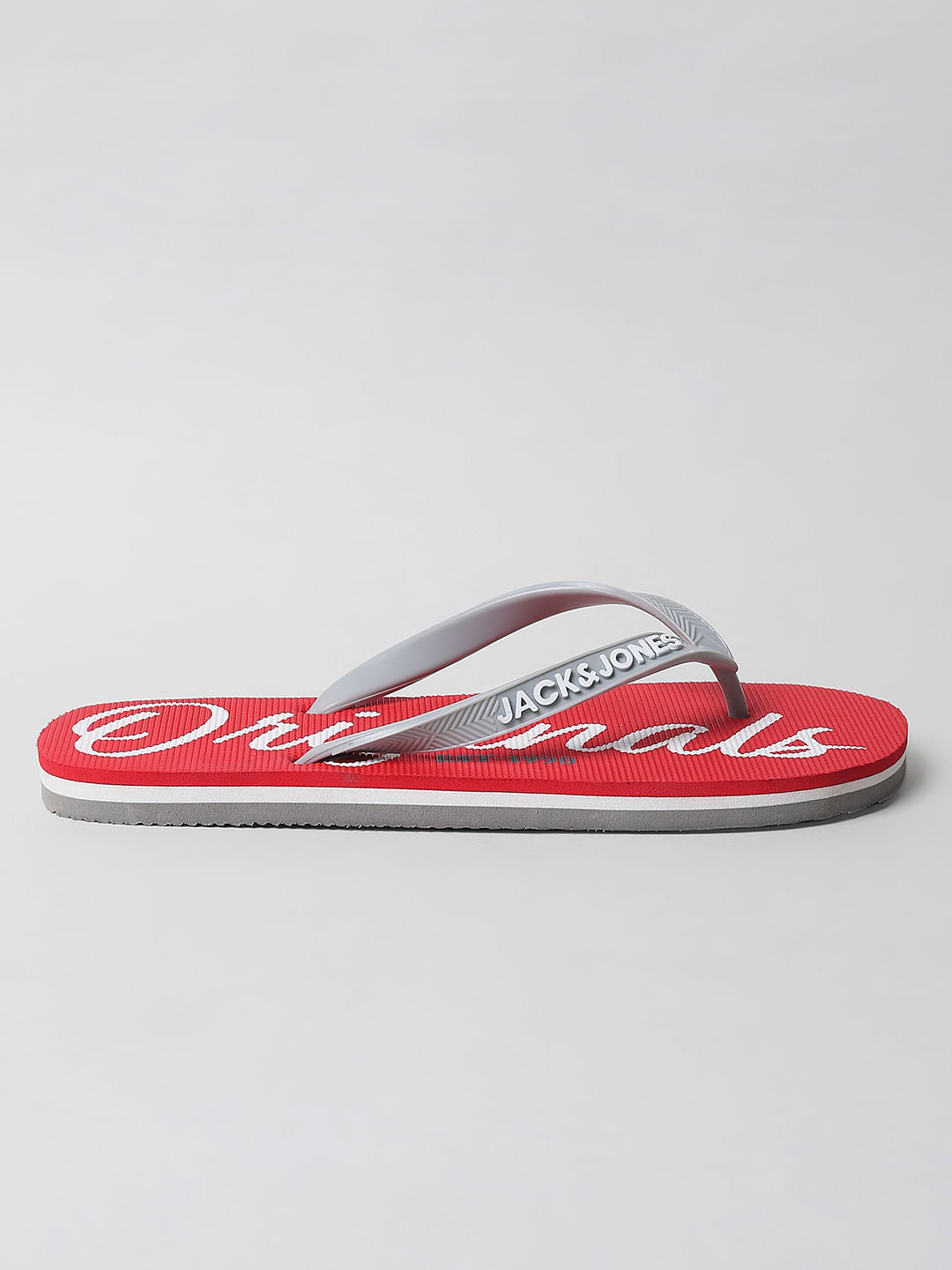 Red Logo Print Flip Flops