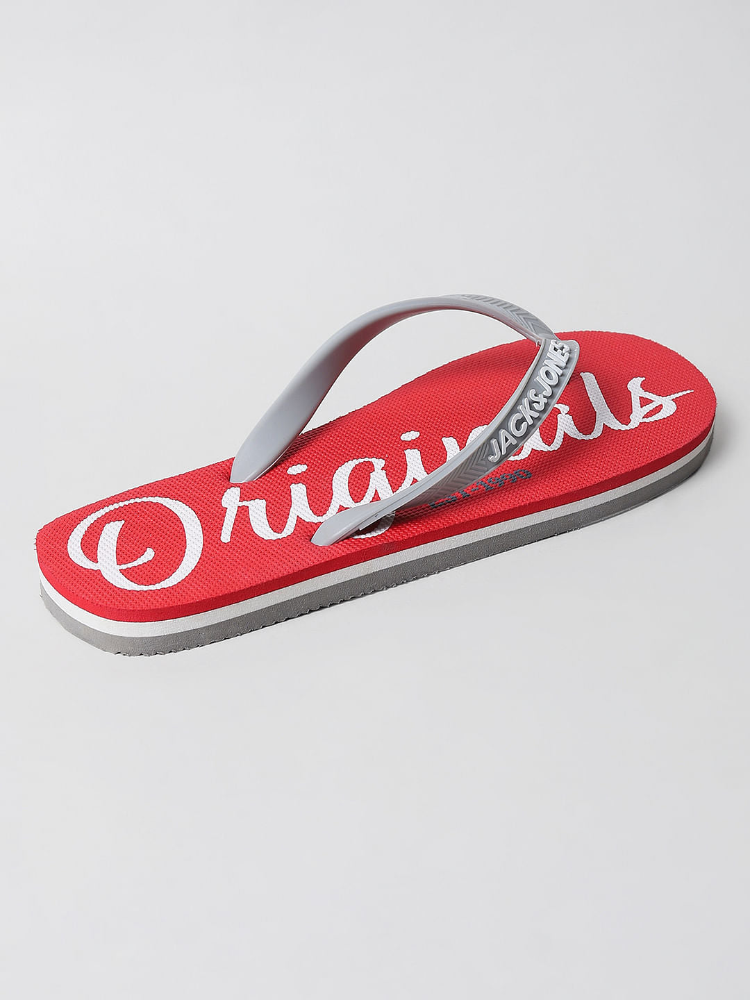 Red Logo Print Flip Flops