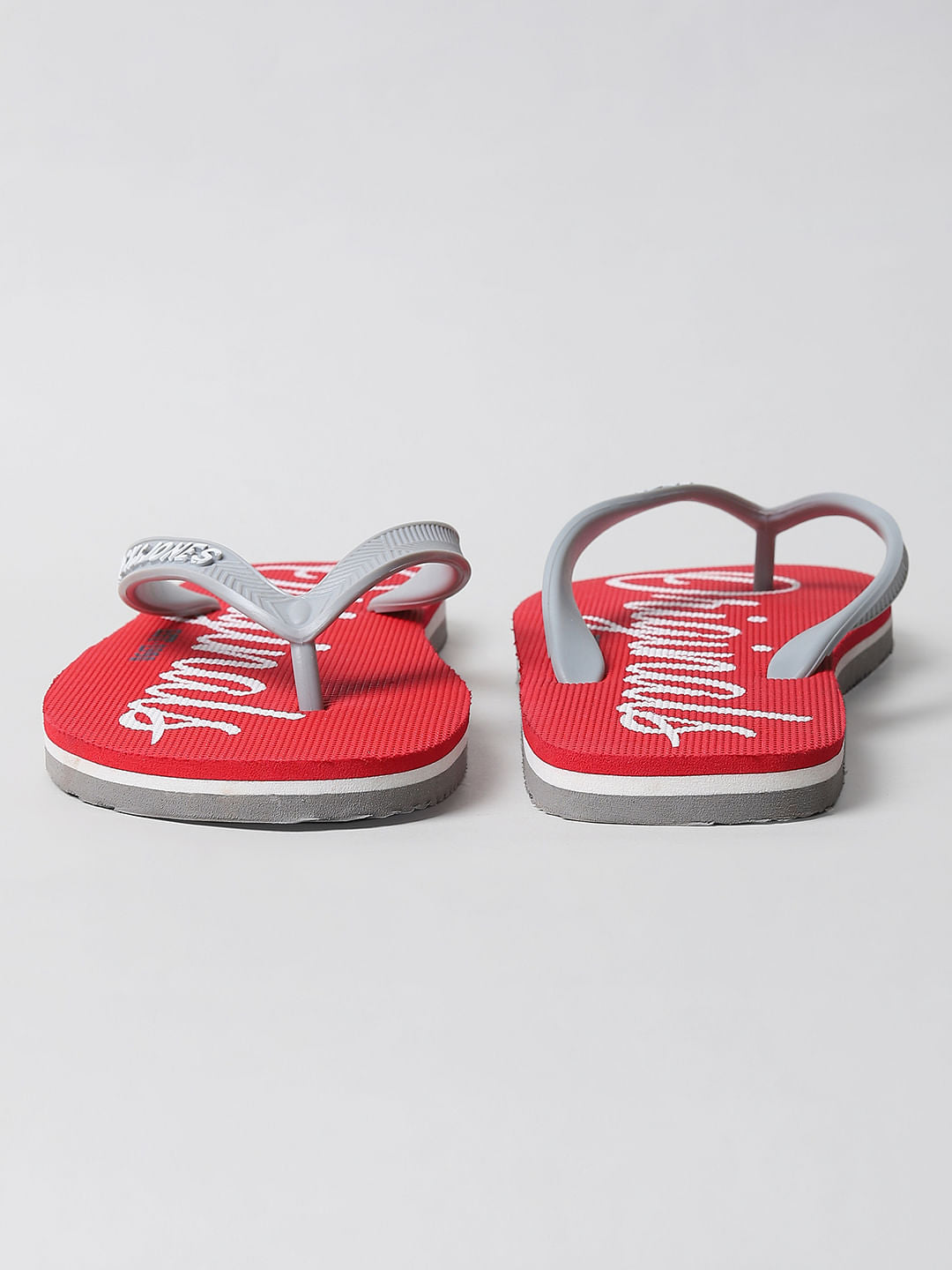 Red Logo Print Flip Flops