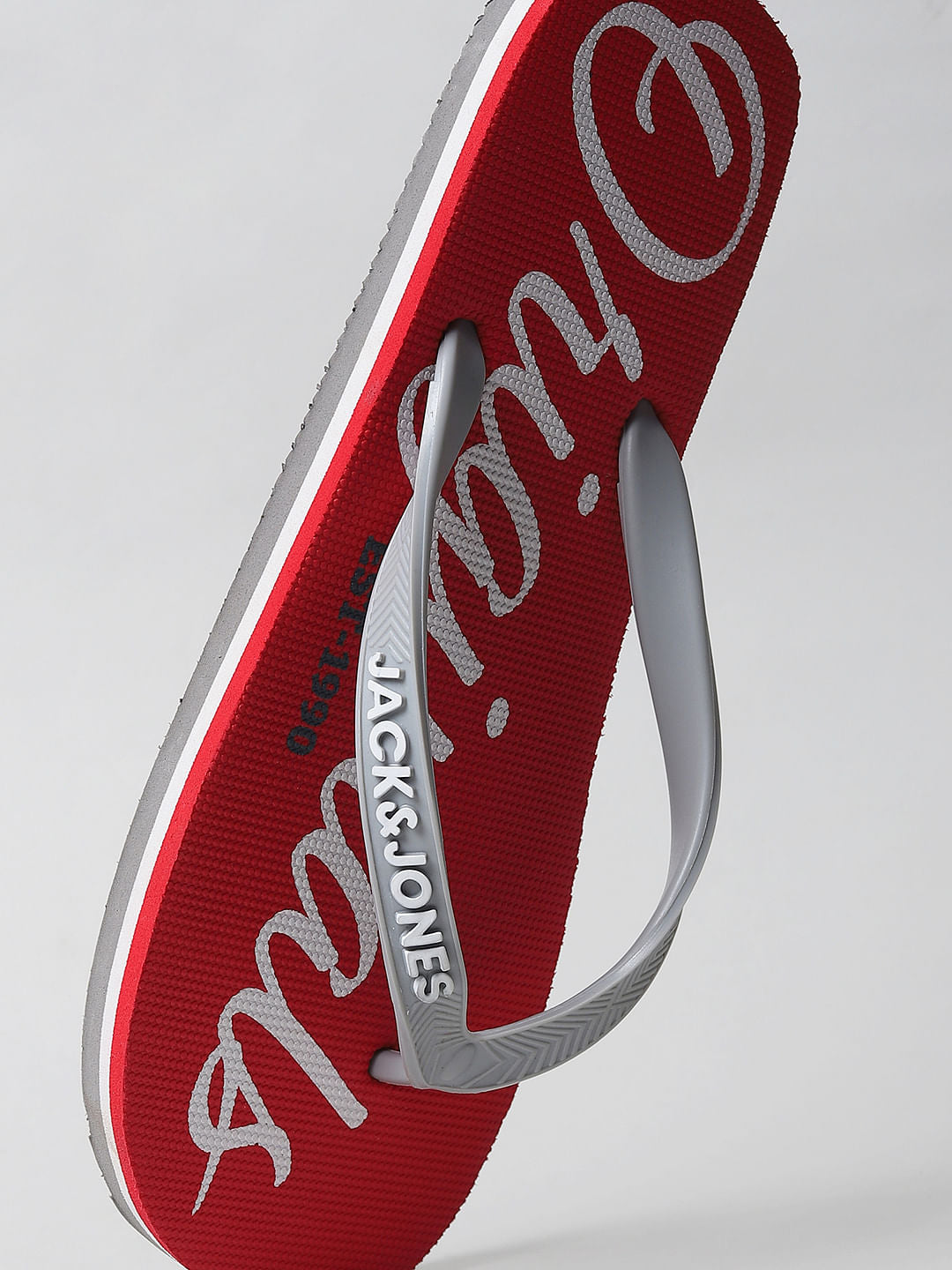 Red Logo Print Flip Flops