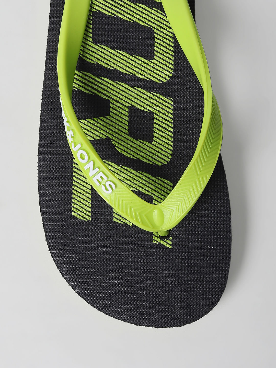 Green Logo Print Flip Flops