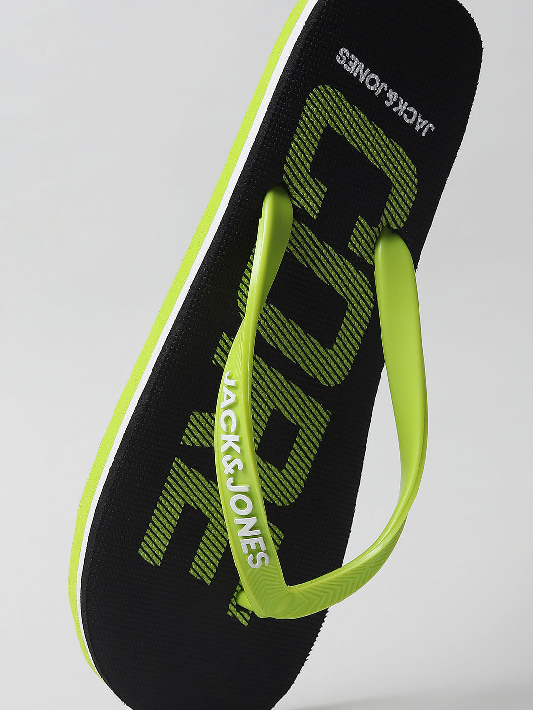Green Logo Print Flip Flops