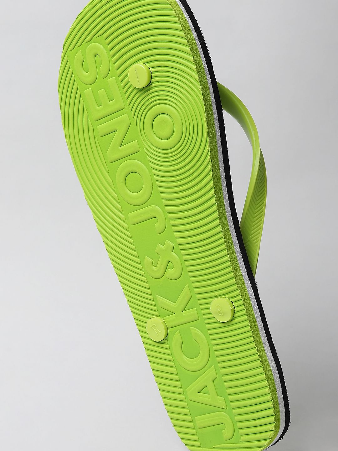 Green Logo Print Flip Flops