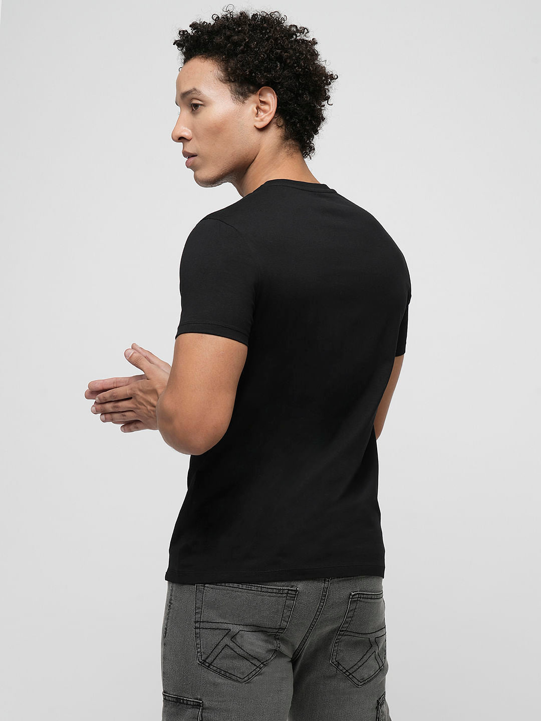 PRODUKT by JACK&JONES Black Printed Crew Neck T-shirt