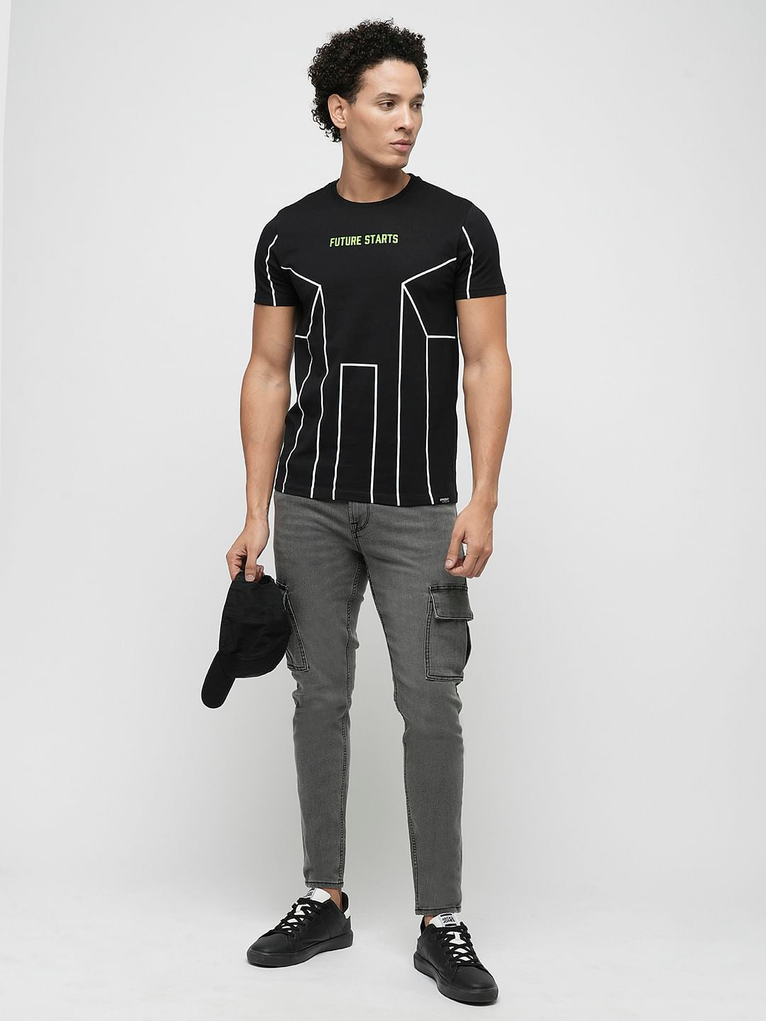 PRODUKT by JACK&JONES Black Printed Crew Neck T-shirt