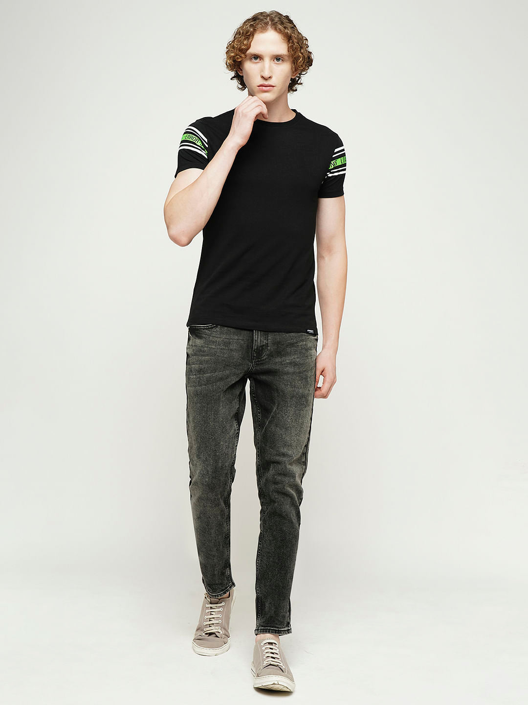 PRODUKT by JACK&JONES Black Printed Crew Neck T-shirt