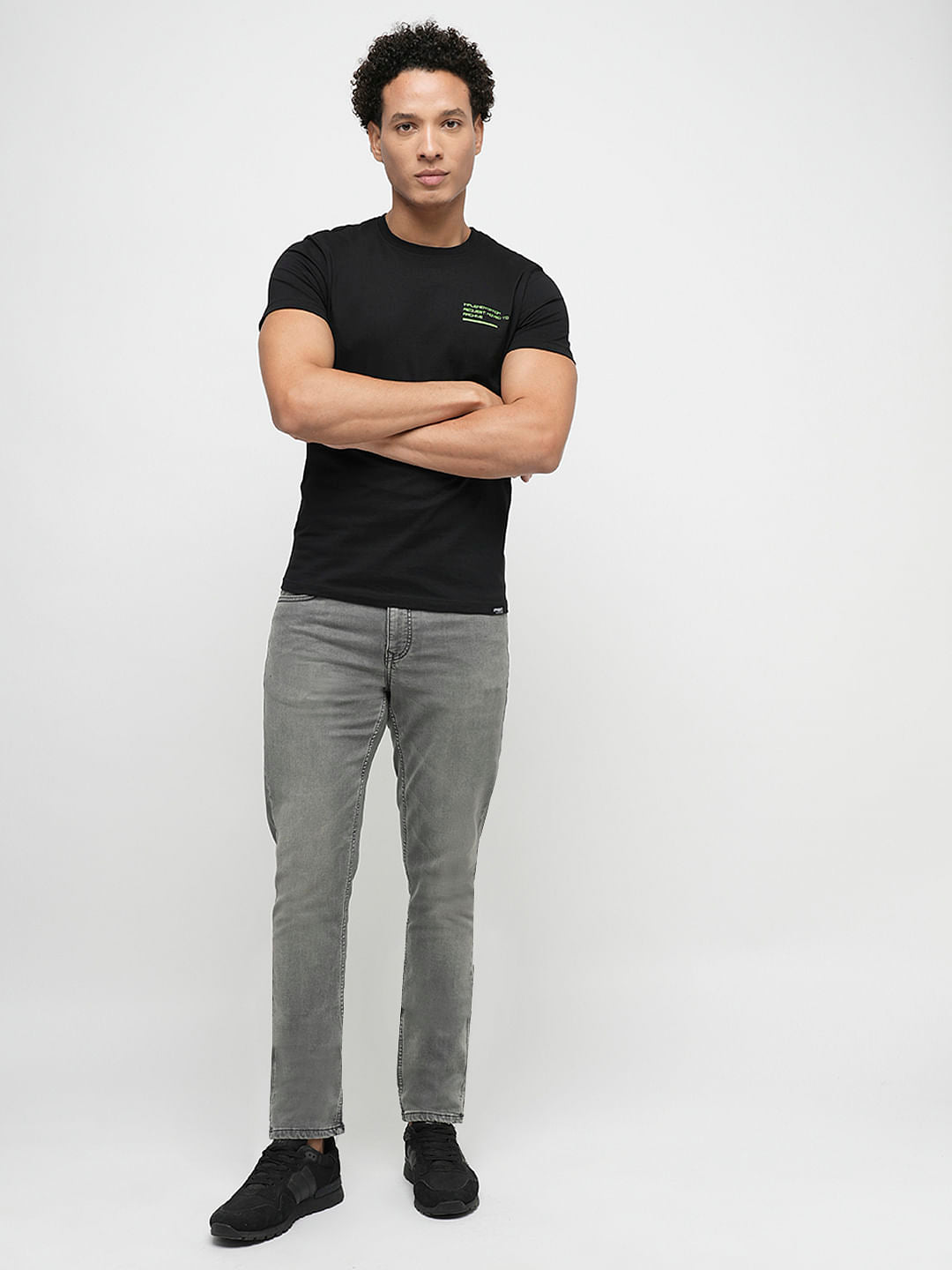 PRODUKT by JACK&JONES Black Printed Crew Neck T-shirt