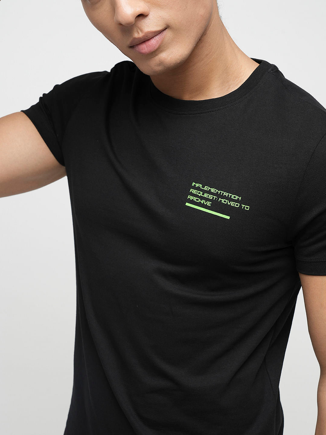 PRODUKT by JACK&JONES Black Printed Crew Neck T-shirt