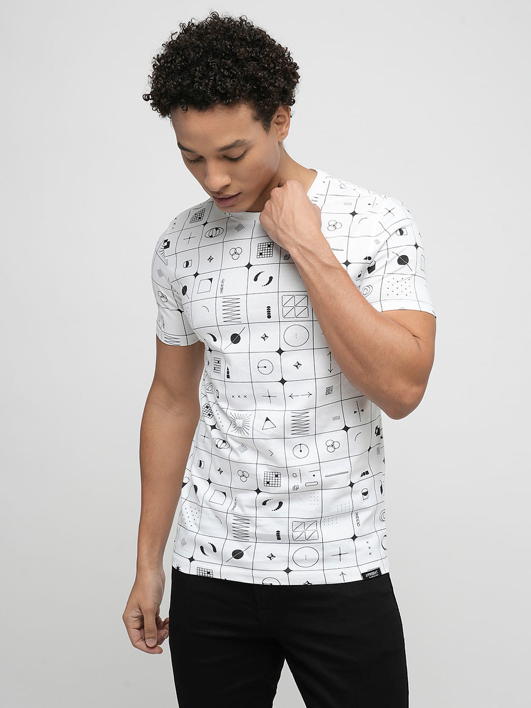 PRODUKT by JACK&JONES White Printed Crew Neck T-shirt