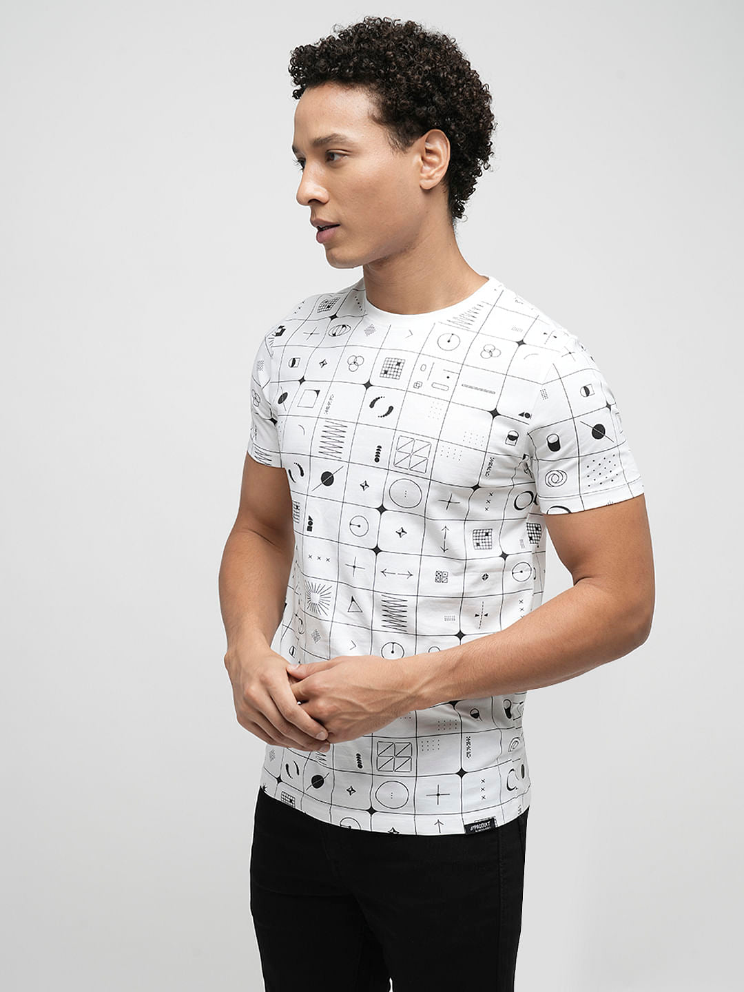 PRODUKT by JACK&JONES White Printed Crew Neck T-shirt