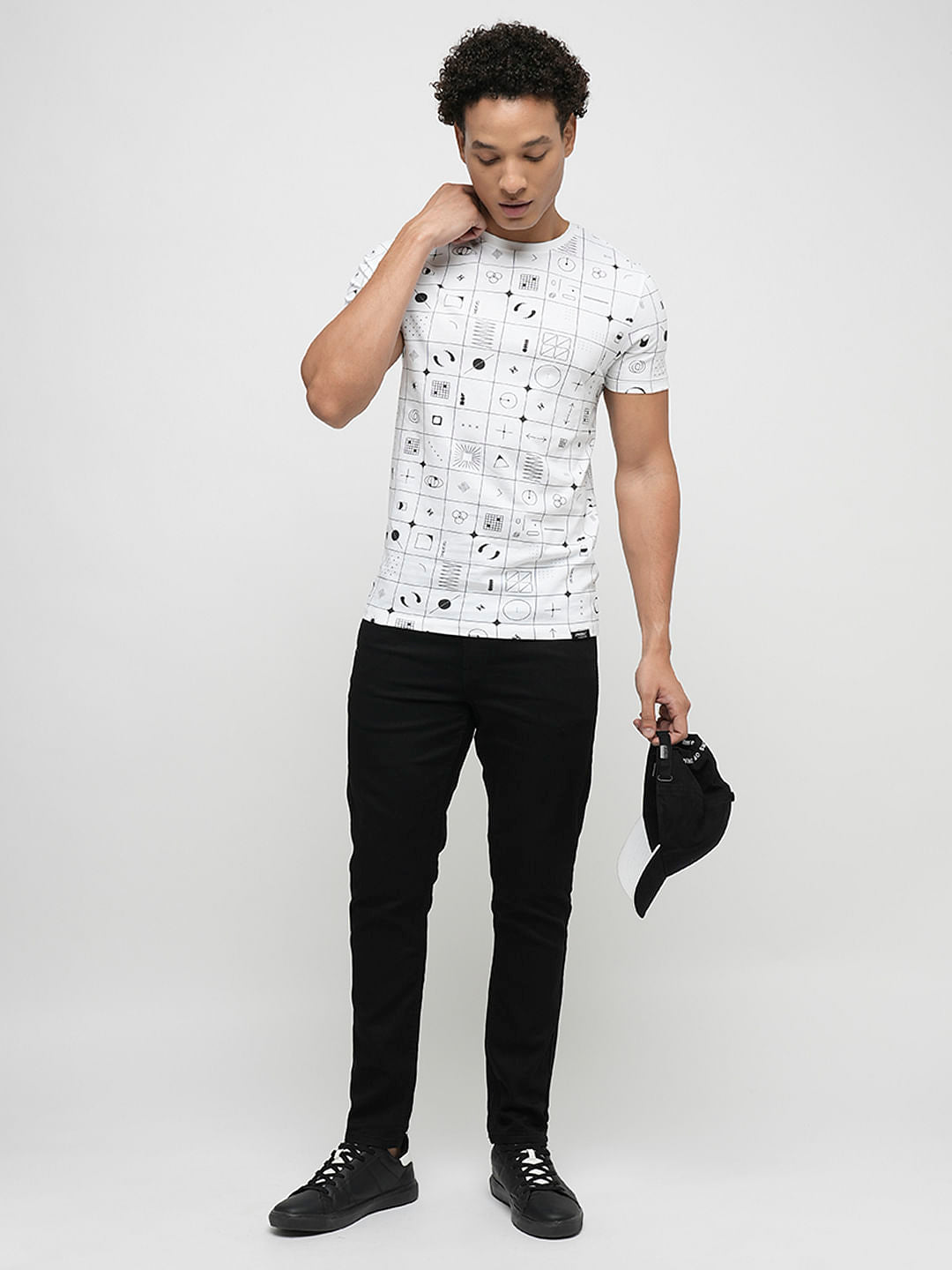 PRODUKT by JACK&JONES White Printed Crew Neck T-shirt