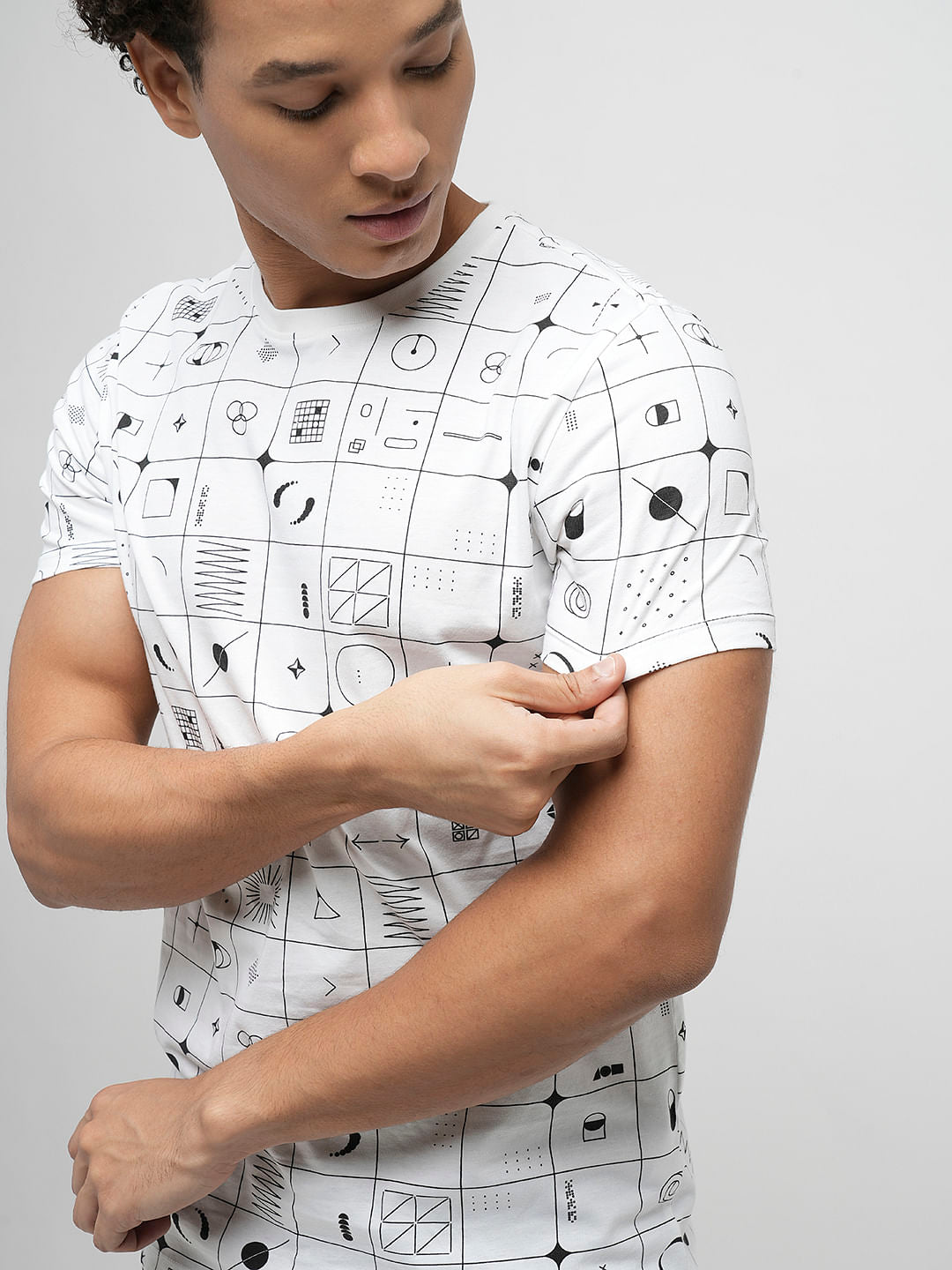 PRODUKT by JACK&JONES White Printed Crew Neck T-shirt