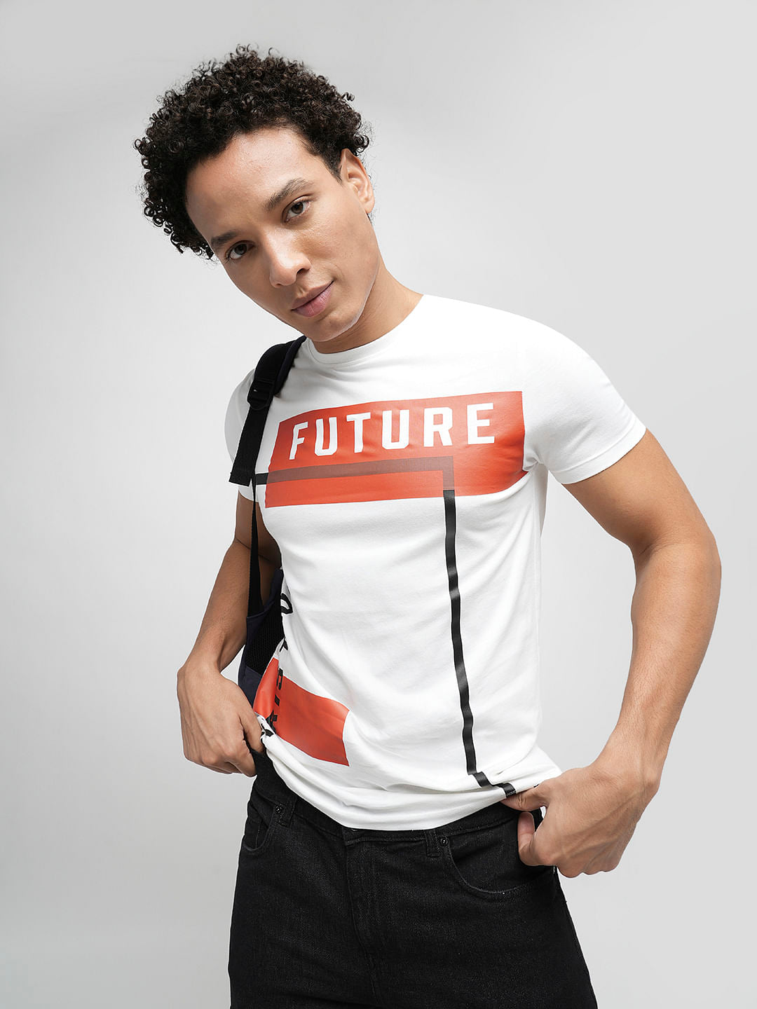 PRODUKT by JACK&JONES White Printed Crew Neck T-shirt - S