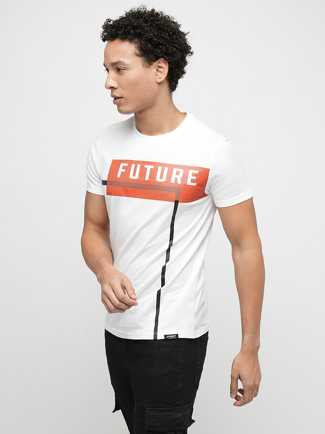 PRODUKT by JACK&JONES White Printed Crew Neck T-shirt