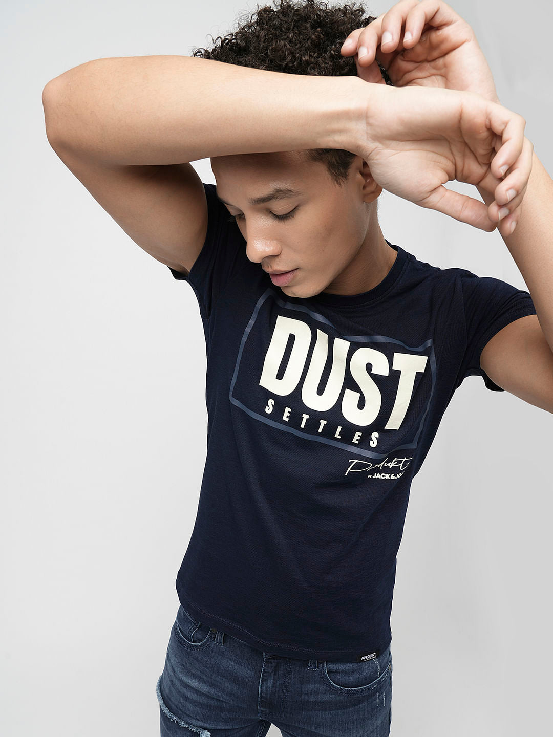 PRODUKT by JACK&JONES Blue Printed Crew Neck T-shirt - S