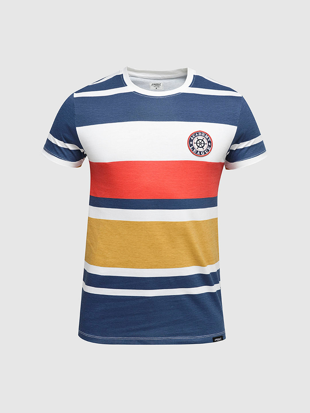 PRODUKT by JACK&JONES Blue Colourblocked Crew Neck T-shirt