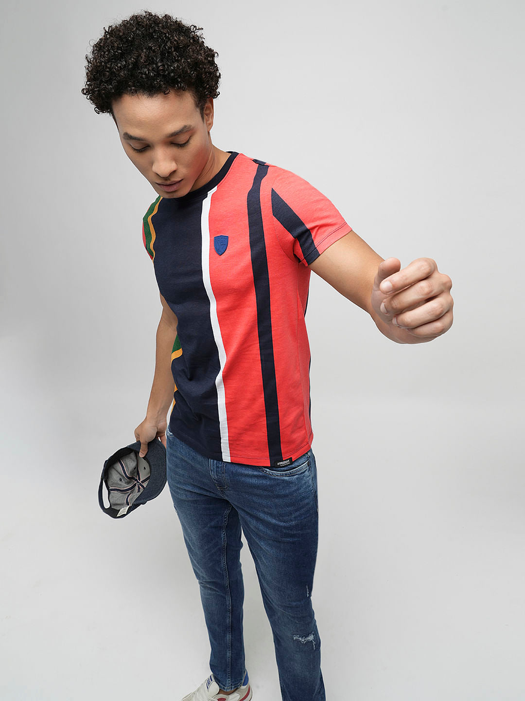 PRODUKT by JACK&JONES Red Colourblocked Crew Neck T-shirt - S