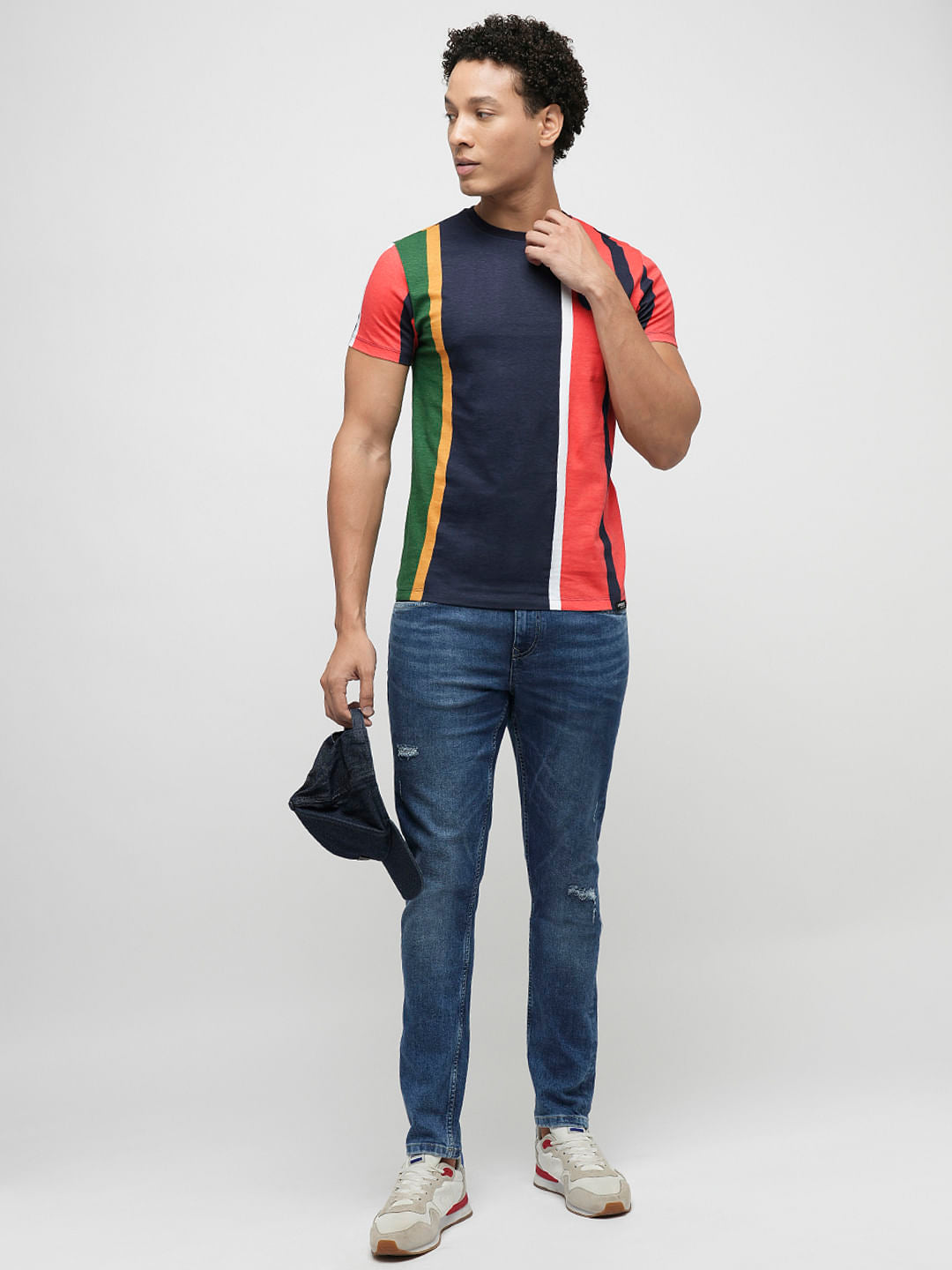 PRODUKT by JACK&JONES Red Colourblocked Crew Neck T-shirt