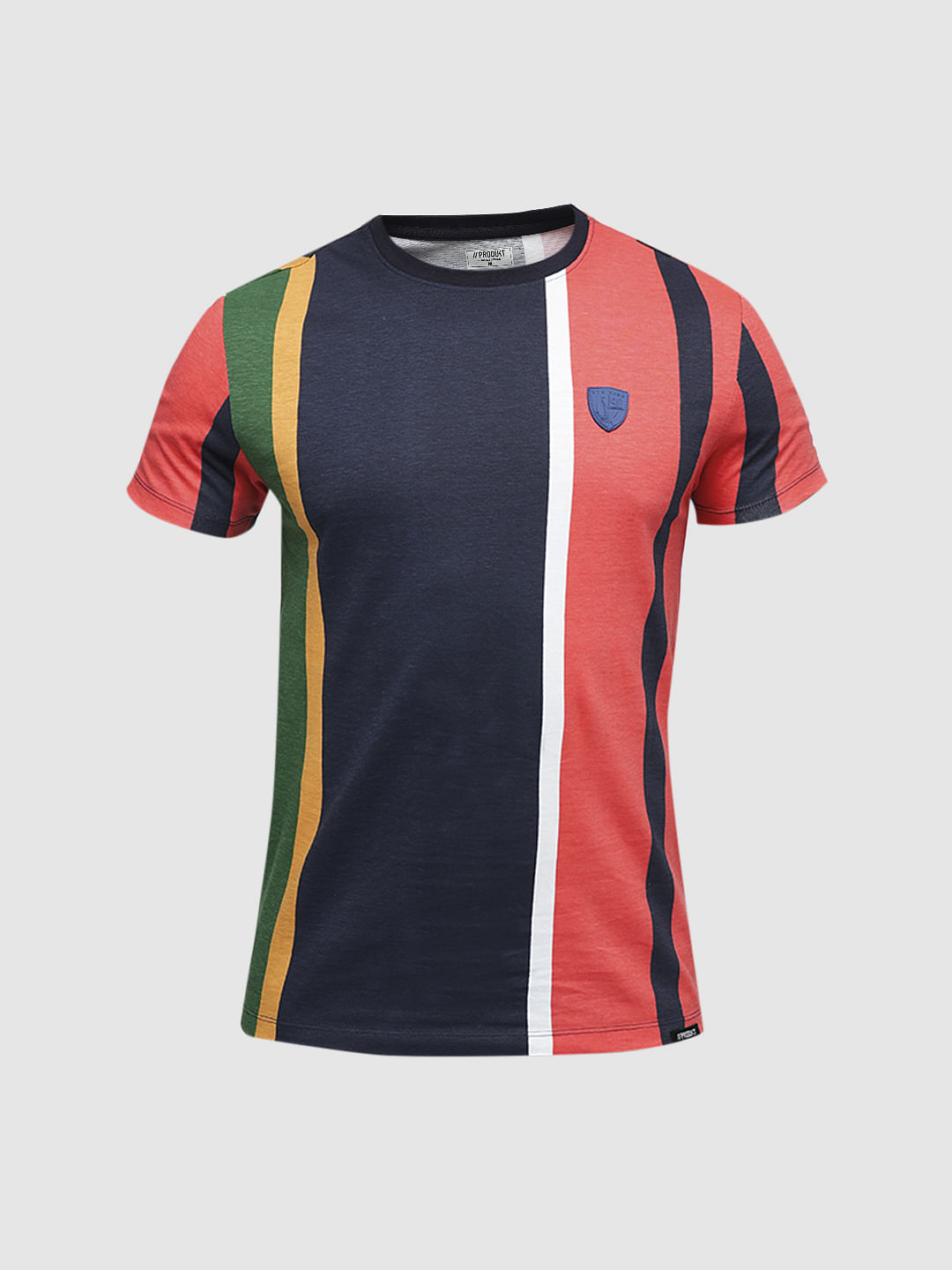 PRODUKT by JACK&JONES Red Colourblocked Crew Neck T-shirt