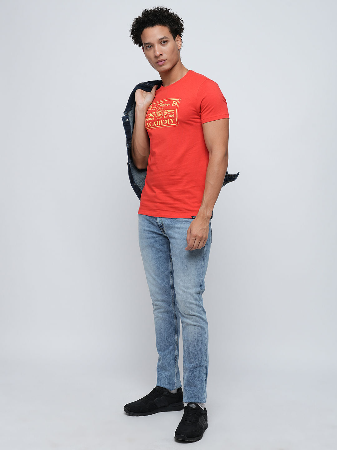 PRODUKT by JACK&JONES Red Printed Crew Neck T-shirt
